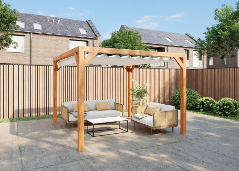 Pergola bois autoportée Red Class Wood en épicéa imprégné pour terrasse et jardin - Barbabois