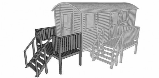 Terrasse roulotte – vue avant