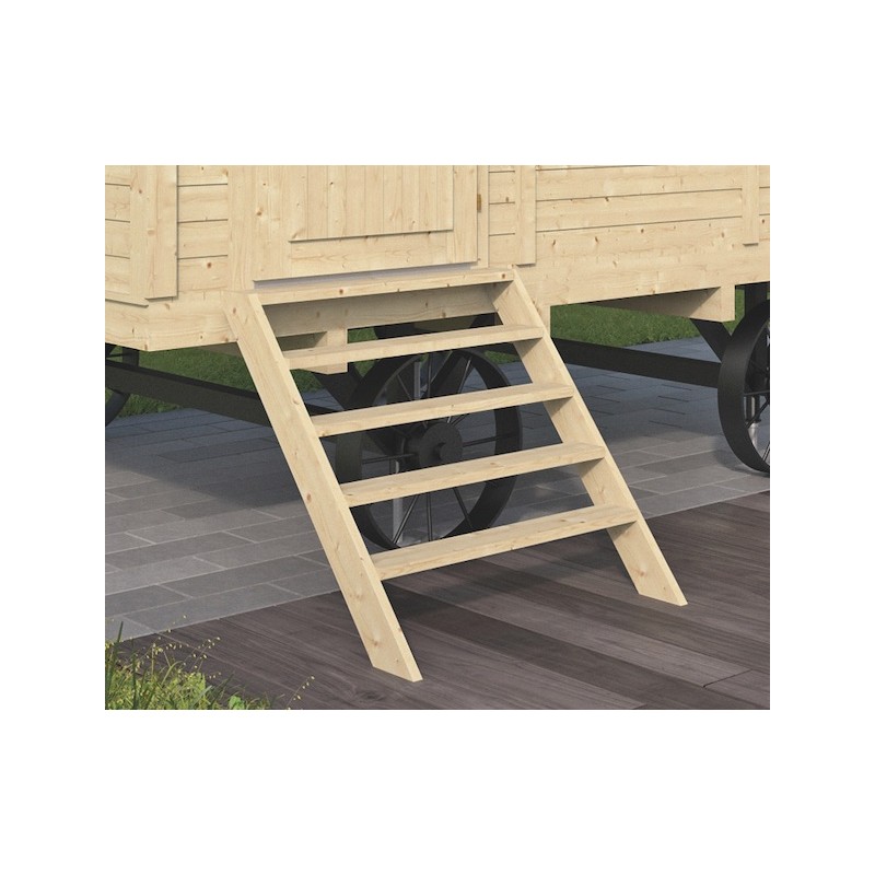 Escalier en bois pour roulotte – marche d’accès