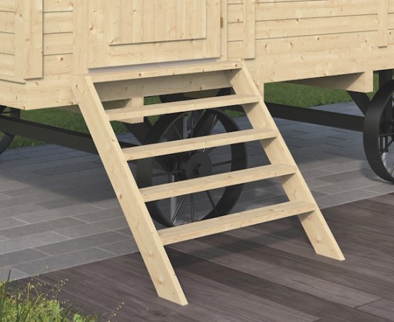 Escalier en bois pour roulotte – marche d’accès