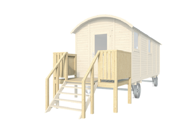 Terrasse en bois pour roulotte – module avant