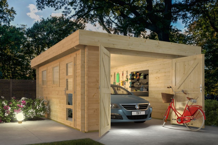 Garage en bois en kit de 50 m²: double ou triple