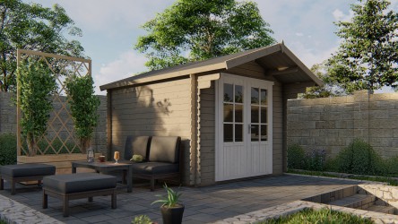 Abri de jardin PERLUND 8m² avec auvent bois 28 mm | Barbabois