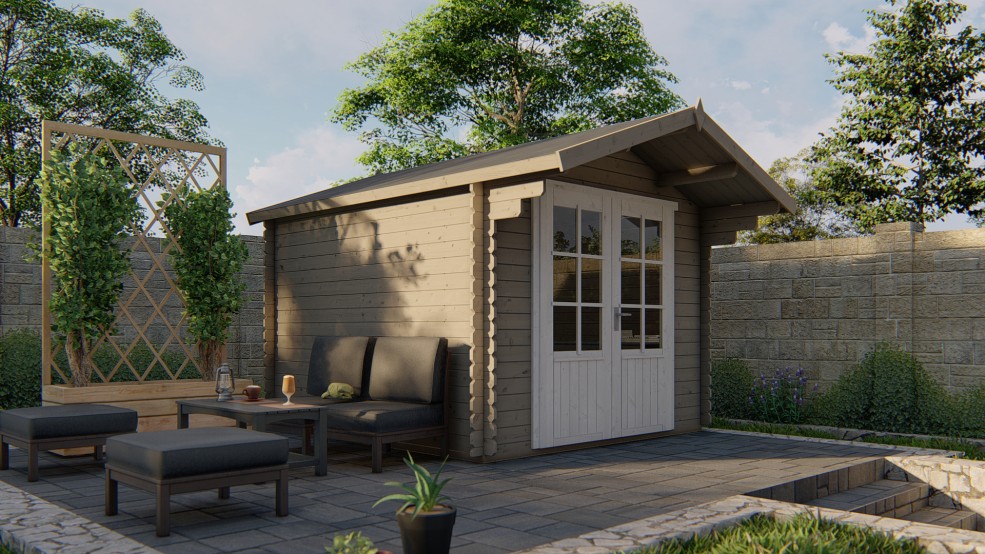 Abri de jardin PERLUND 7,80 m² avec auvent épaisseur bois 28 mm | Barbabois