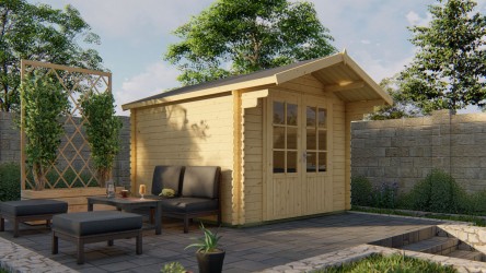 Abri de jardin PERLUND 7,80 m² avec auvent 80 cm épaisseur 28 mm | Barbabois