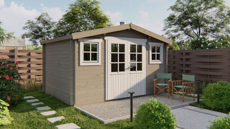 Abri de jardin JUHA 10,60 m² en bois 28 mm avec double porte vitrée | Barbabois