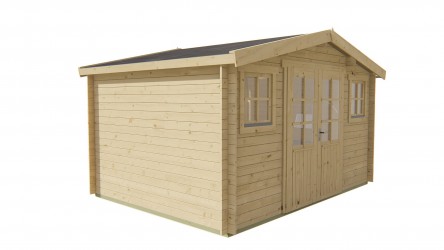 Vue latérale abri JUHA 400x300 cm avec 2 fenêtres ouvrantes