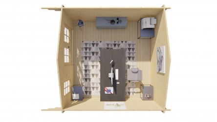 Abri de jardin ULRIK 13 m² intérieur – rangements et fenêtres