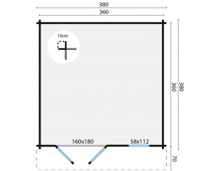 Abri de jardin ULRIK 13 m² bois 44 mm – plan et dimensions