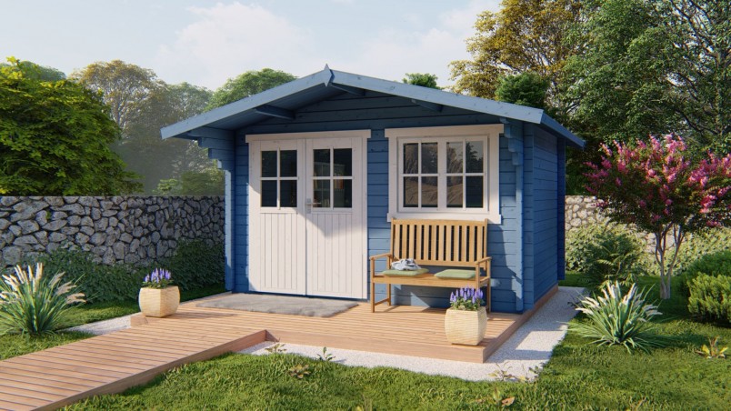 Abri de jardin RORIK 11m² bois 58 mm avec auvent | Barbabois