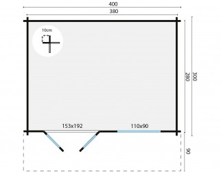 plan des dimensions de l'abris de jardin RORIK
