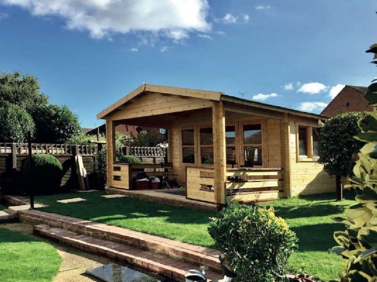 Chalet BOLTON 13,40 m² en bois avec terrasse 9,20 m², façade vitrée | Barbabois