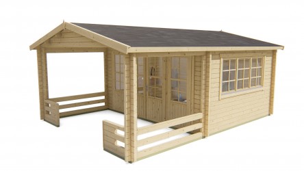 vue de le terrasse du chalet en bois BOLTON de chez Barbabois