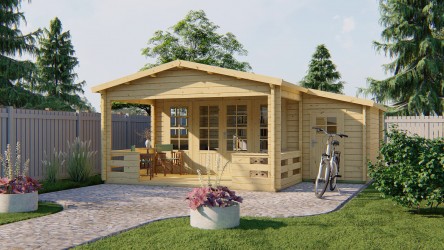 Chalet COVENTRY design traditionnel bois épais et auvent