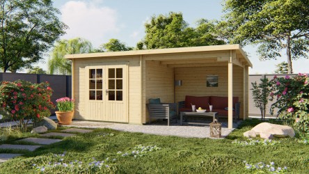 Terrasse couverte du chalet en bois CHAPPO 7,5m²