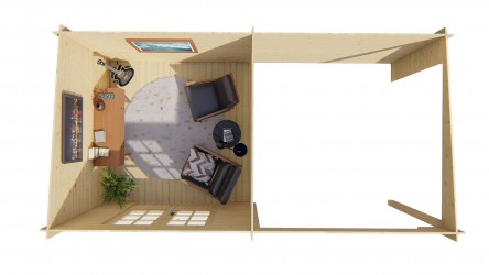 Vue du dessus de l'aménagement intérieur du chalet CHAPPO