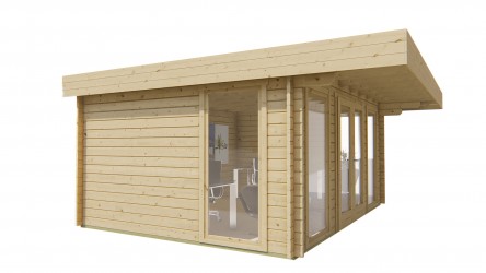 vue latérale avec fenêtre de l'abri de jardin avec toit plat YORICK