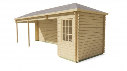 Cabanon GRETEL en sapin FSC avec auvent montage facile