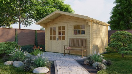 Chalet de jardin bois INGMAR 10m² en bois vu de face