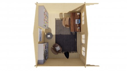 vue possibilité aménagement intérieur abri de jardin INGMAR