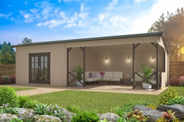 Chalet MOKKA 13,80 m² avec auvent terrasse 18,40 m² en bois |Barbabois