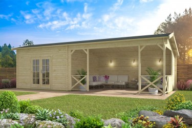 Chalet bois clair MOKKA 14 m² avec avent idéal terrasse couverte 18m² |Barbabois