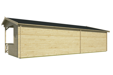 vue arrière du chalet en bois MOKKA