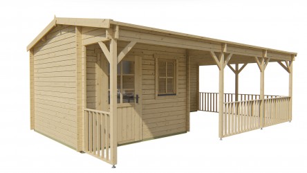 Abri de jardin RAGNA avec grand auvent idéal terrasse couverte