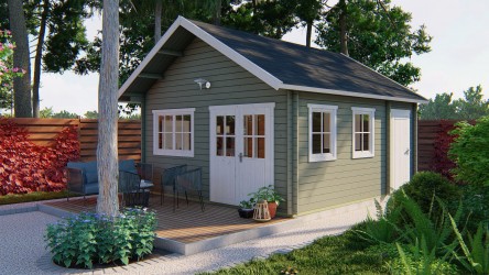 Chalet BERLIN 24m² bois avec mezzanine et auvent | Barbabois