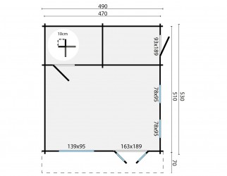 Plan chalet BERLIN 24m² avec étage et toiture deux pans