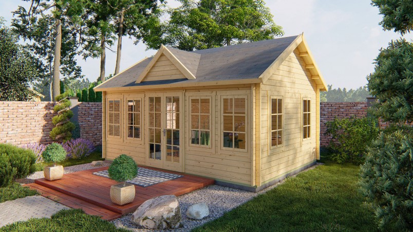 Chalet CLOCKHOUSE TREVOR 20 m² bois 70 mm – vue avant