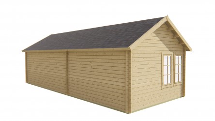 vue arrière chalet bois BIG Ben avec fenêtre