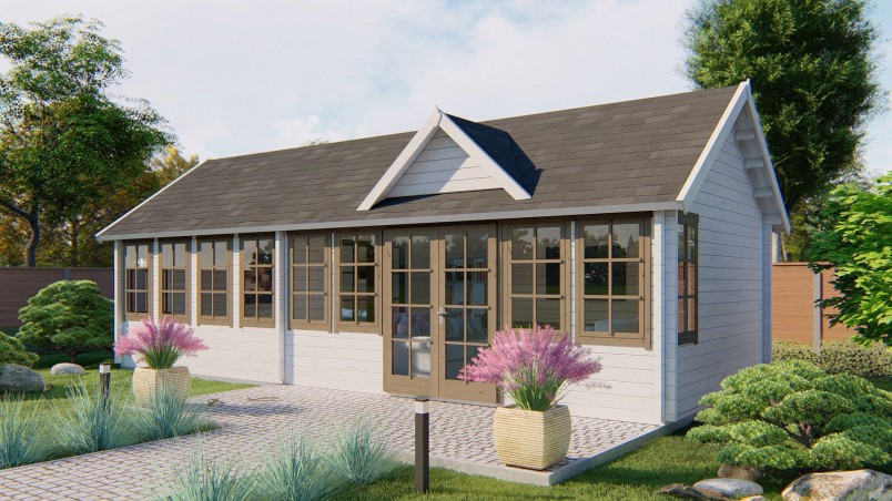 chalet en bois BIG LAUREN 32 m2  bois 70mm - double vitrée | Barbabois