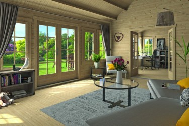 Chalet en bois lumineux avec 10 fenêtres ouvrantes - idéal bureau ou atelier de jardin