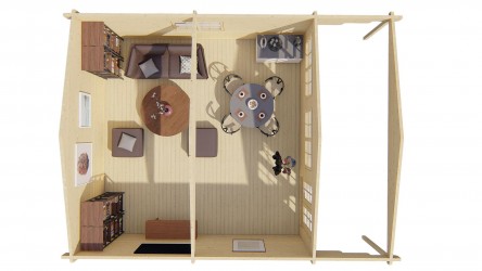 aménagement intérieur et rangements du chalet en bois RUNE