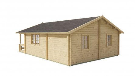 vue arrière du chalet en pin KEY - chalet en bois avec fenêtre arrière