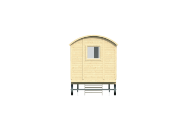 vue arrière avec fenêtre de la roulotte en pin JIMMY