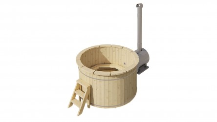 Bain nordique extérieur avec poêle à bois