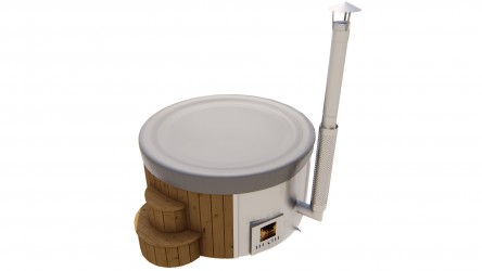 Spa extérieur Thermowood avec poêle inox et couverture thermique
