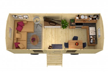 Roulotte BARBY – aménagement intérieur