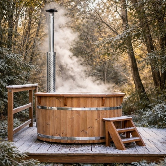 Bain nordique bois ambiance détente