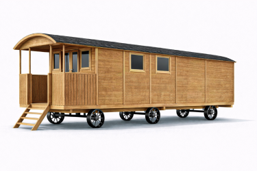 Roulotte en bois KATHLEEN avec auvent Barbabois