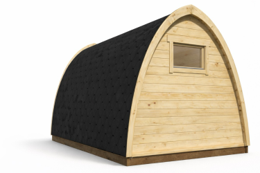 vue arrière avec fenêtre du pod de camping en arc 400