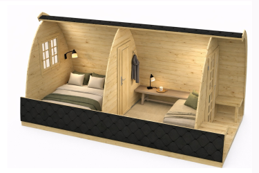 aménagement intérieur avec couchage du pod double de camping 480 arc