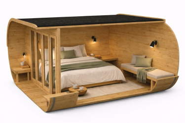 configuration intérieure du pod d’hébergement insolite oval