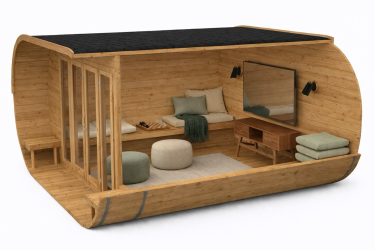 aménagement intérieur bureau détente du pod d’hébergement insolite oval