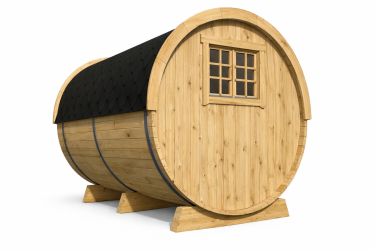 vue fenêtre arrière du pod camping baril - tonneau bois