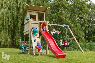 aire de jeu en bois blue rabbit modèle beach hut - Barbabois