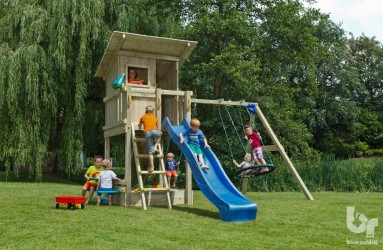 aire de jeu en bois beach hut avec modules en complément, barbabois