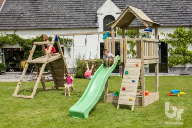 aire de jeux en bois avec modules évolutifs Blue Rabbit Pagoda